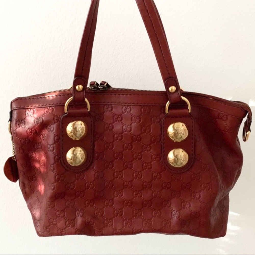 💯 BUTTER LIKE LEATHER 100% Authentic Gucci Monogram Satchel Tote Handbag Purse